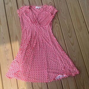 Sade New York Red Orange Wrap Fit and Flare Vneck Dress Size 4